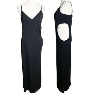 Vintage 90s BCBG Paris Cut out‎ side Black Gown Dress Minimalist Size Large